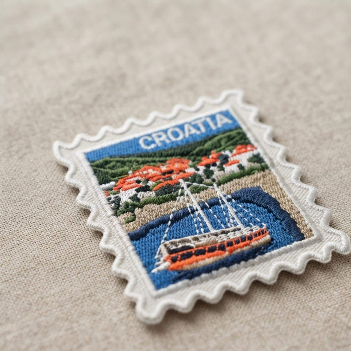 Croatia Iron On Patch – Stamp Boat Summer Travel Souvenir