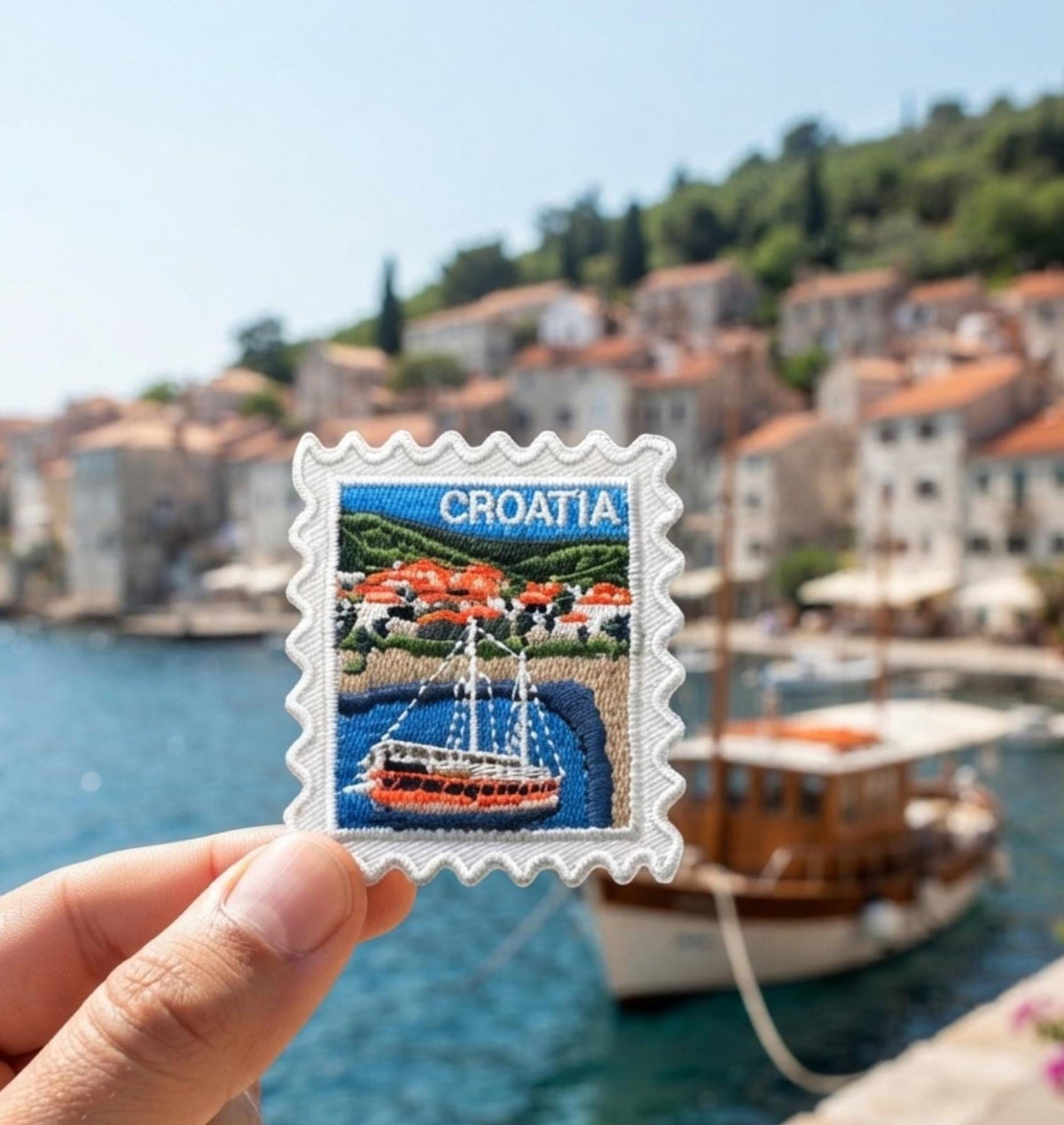 Croatia Iron On Patch – Stamp Boat Summer Travel Souvenir