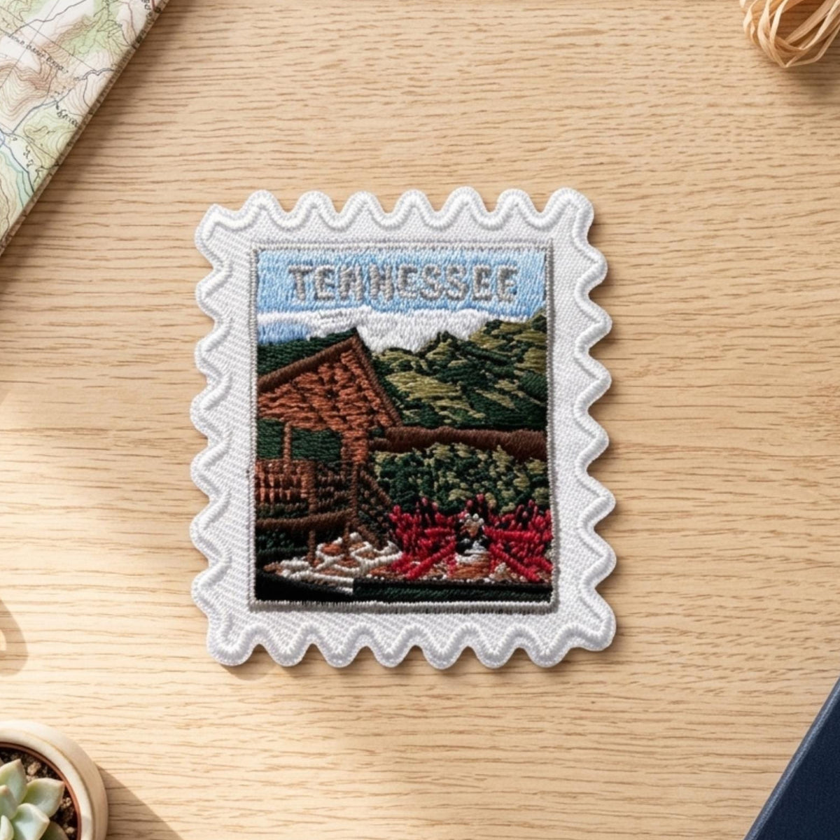 Travel Tennessee Patch – Mountain Cabin Iron On Gatlinburg Souvenir Pins Collector