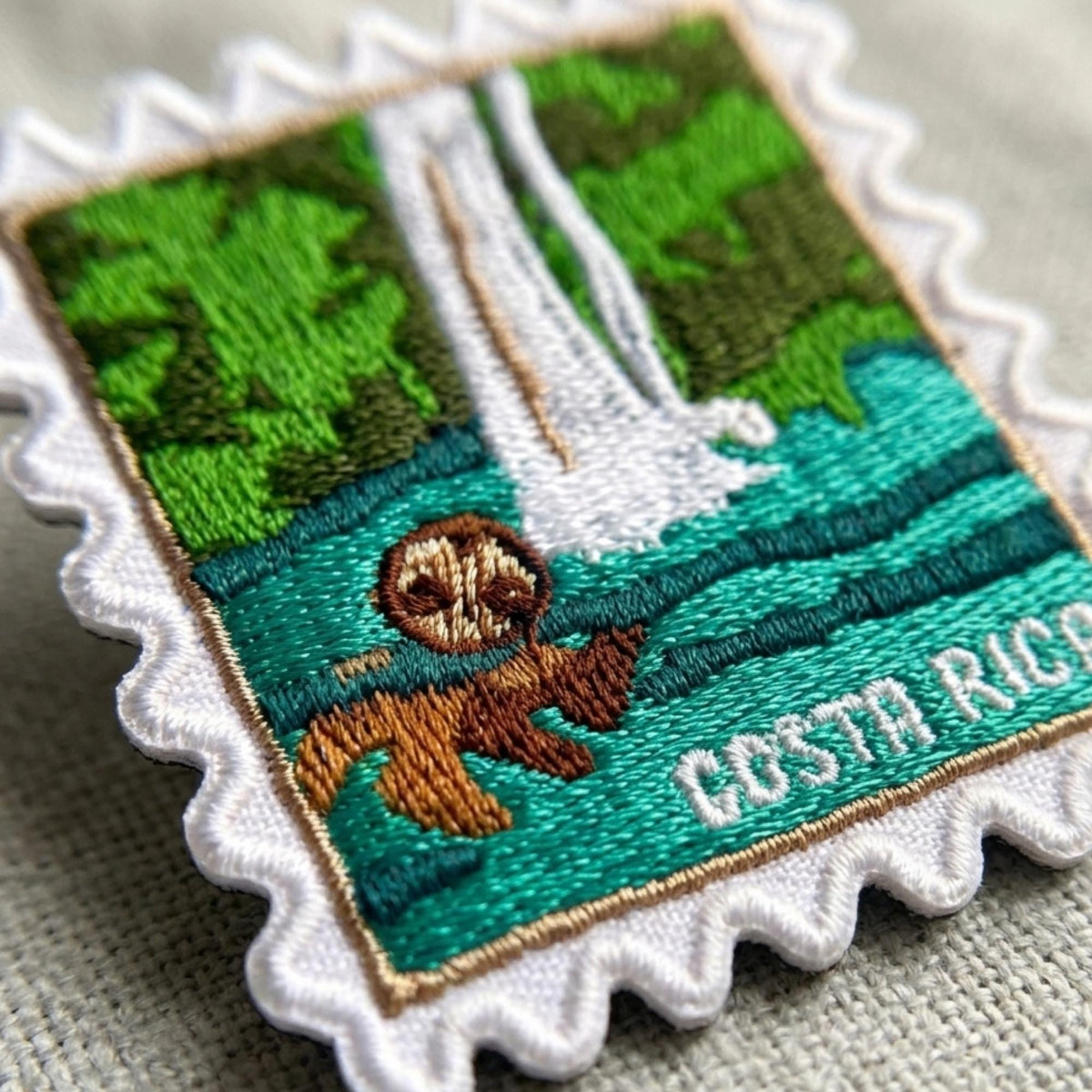 Costa Rica Travel Patch – Outdoor Iron On Souvenir Jungle Waterfall Gift