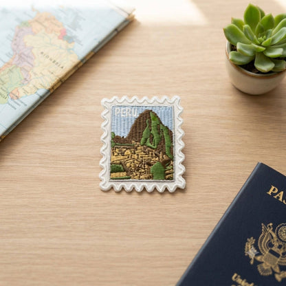 Machu Picchu Peru Stamp Patch – Iron On Adventure Travel Souvenir