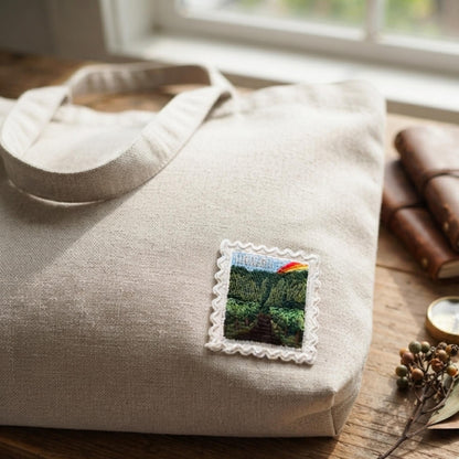Hawaii Aloha Patch – Embroidered Rainbow Landscape Iron-On Souvenir
