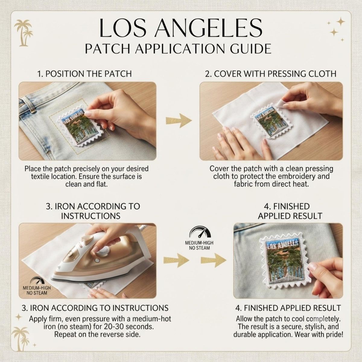 Los Angeles Travel Patch – Palm Tree Outdoor Iron On Souvenir Pins Gift