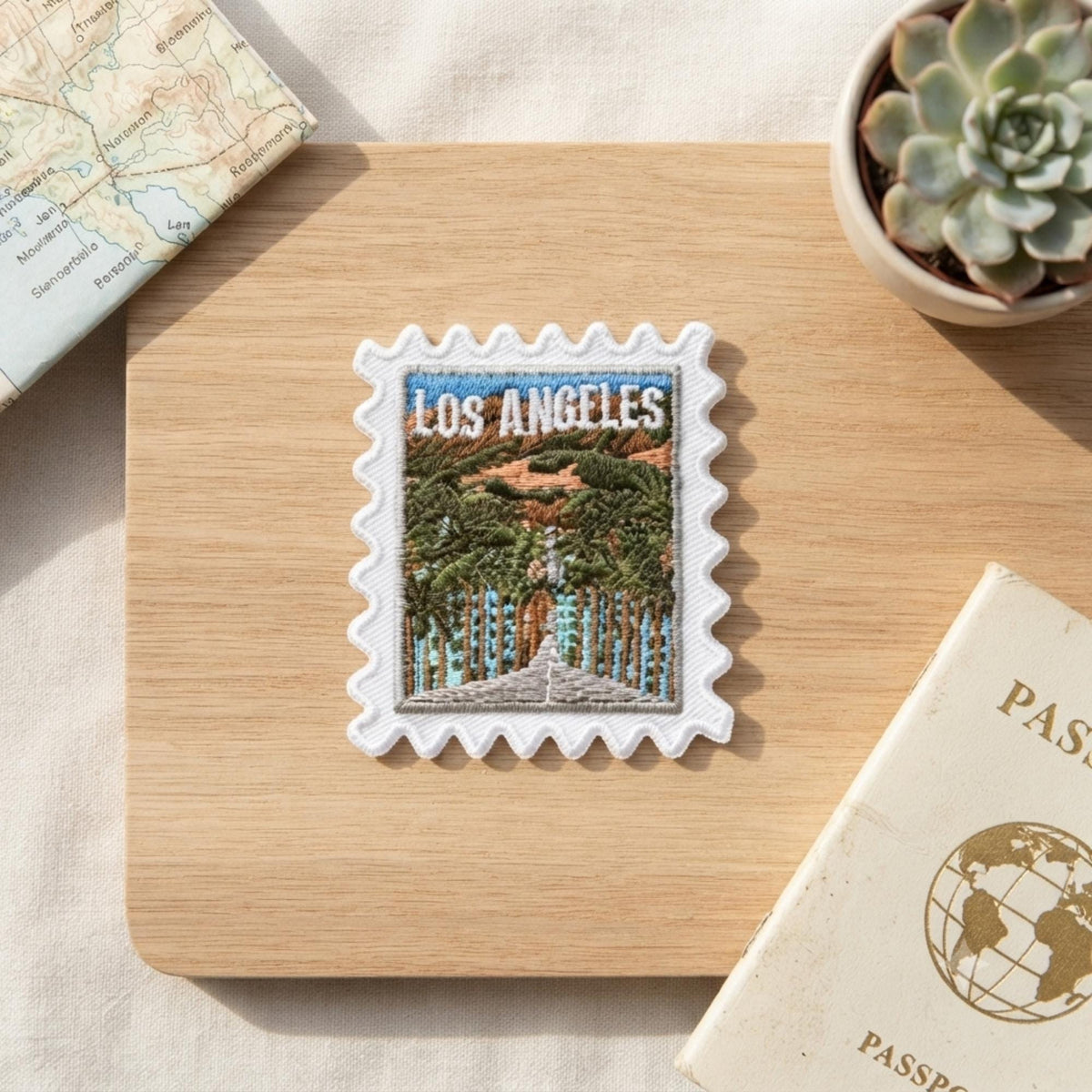 Los Angeles Travel Patch – Palm Tree Outdoor Iron On Souvenir Pins Gift