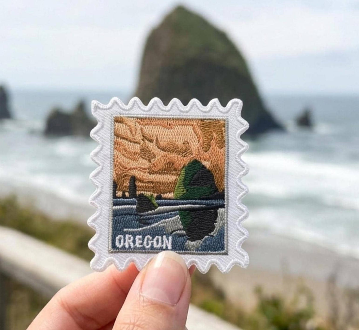 Oregon Patch- Oregon Iron On Patch- Patcheses- Oregon Beach- Rocks- Sew On- - Travel-  Collection- Travel Gift