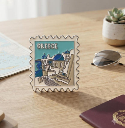 Santorini Enamel Pin – Greece Travel Souvenir